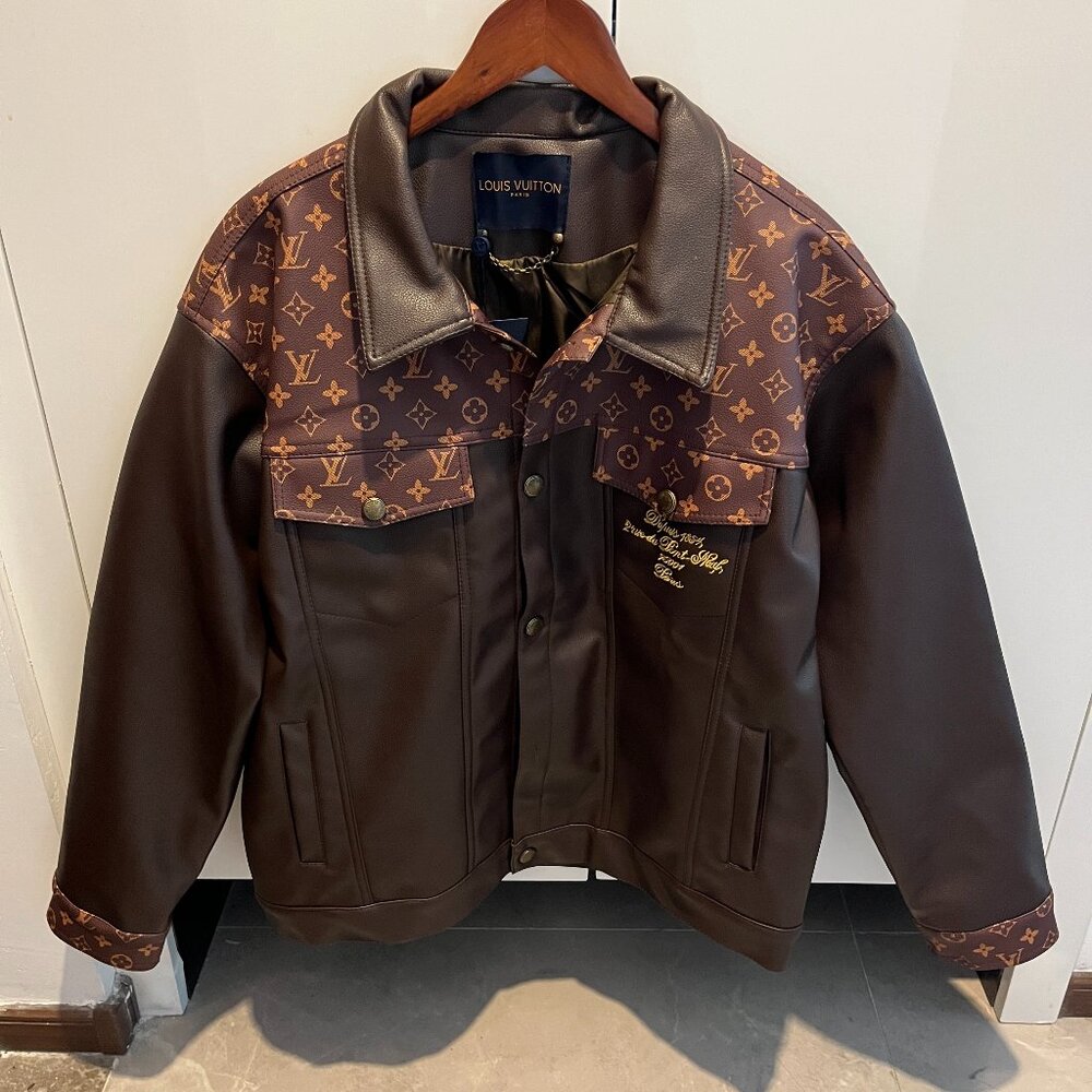 Louis Vuitton Brown Patchwork Leather Jacket - image 1